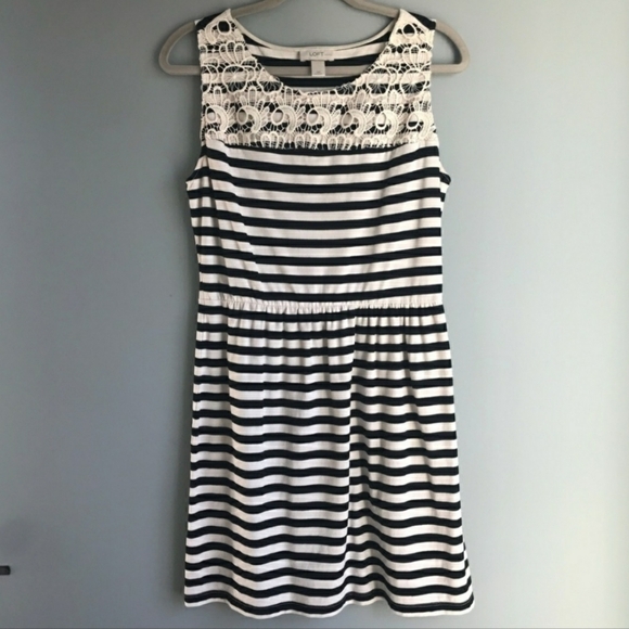 Loft Petite Sleeveless Dress With Lace - Picture 1 of 6